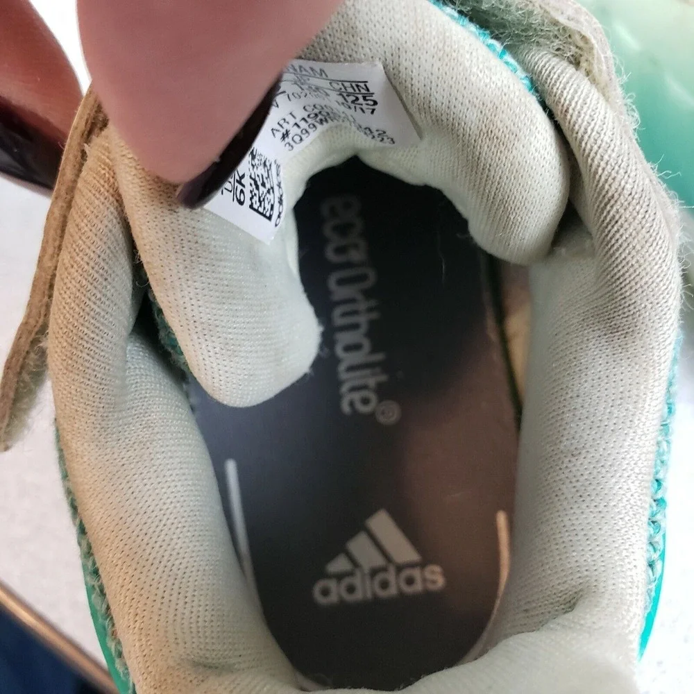 Adidas Kids Rapidarun El CQ0141 Ivory Teal Low Top Comfort Running‎ Shoes Size 6
